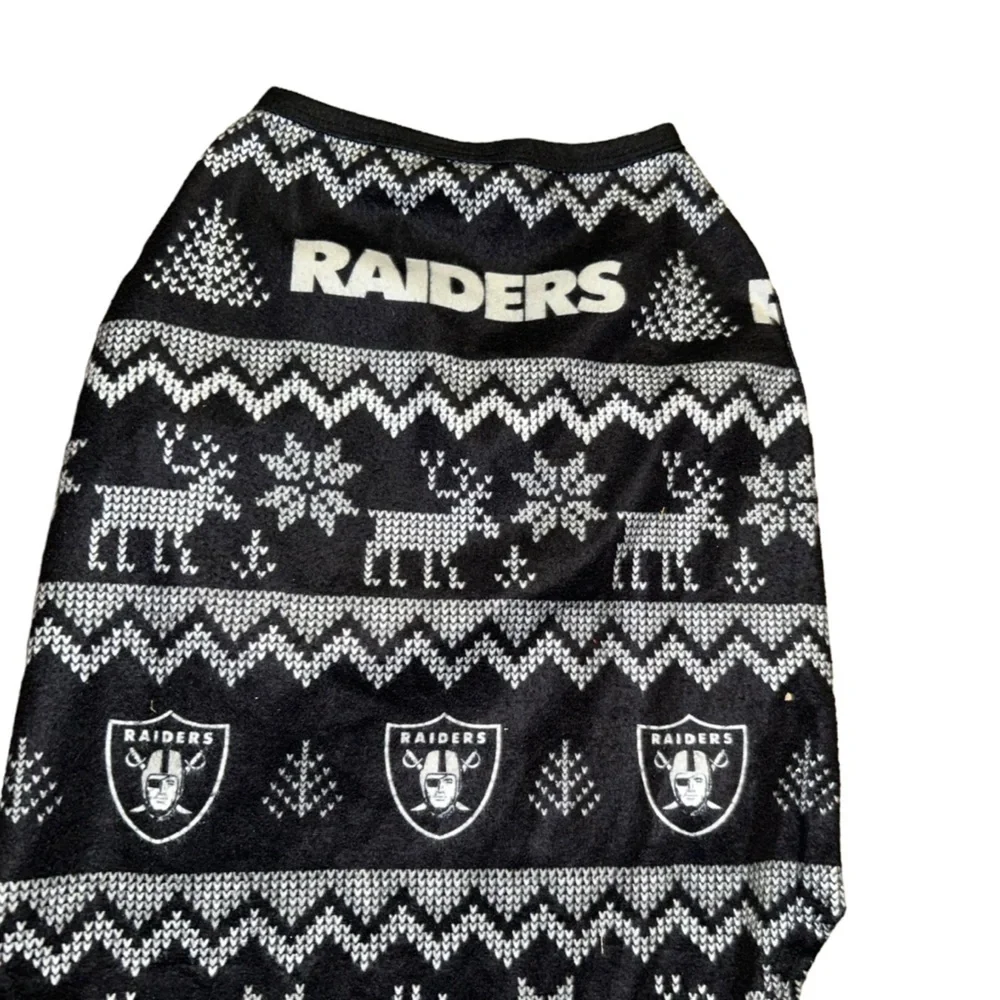 Las Vegas Raiders Dog Family Holiday Ugly flannel Sweater large nfl pet